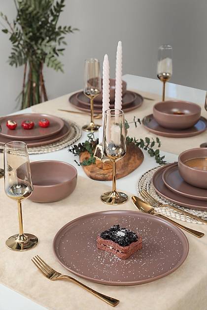 Nordic Mat Ak Taupe Yemek Takm 18 Para 6 Kiilik 958