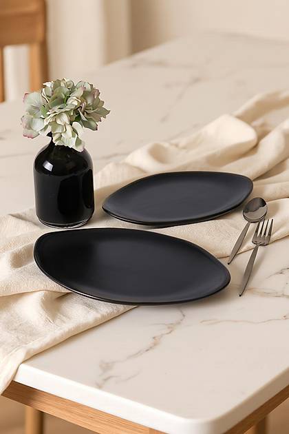 Mat Siyah Bloom Kay�k Tabak 31 Cm 2 Adet 956