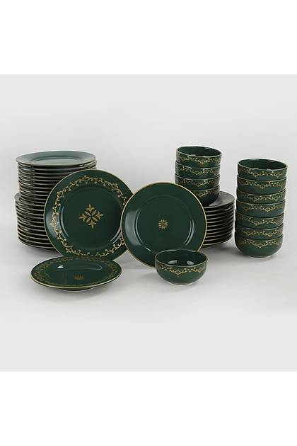 Riva Yeil Gold Yemek Takm 48 Para 12 Kiilik
