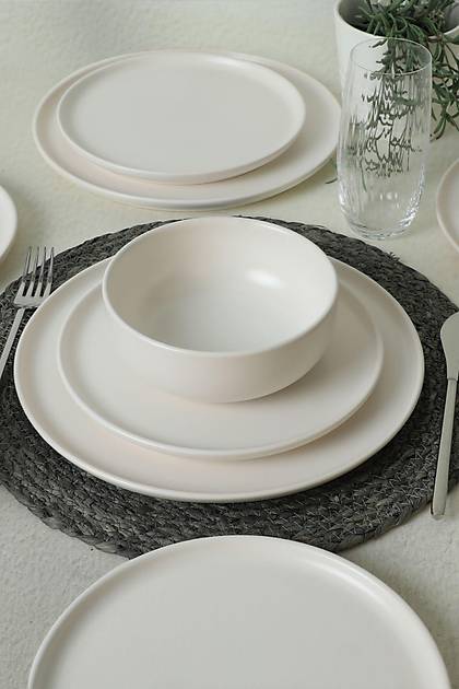 Nordic Mat Beyaz Yemek Takm 18 Para 6 Kiilik 022