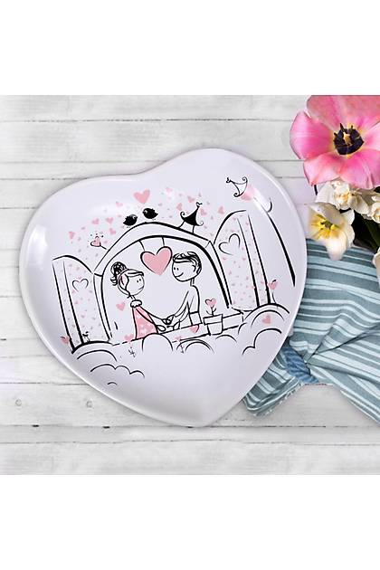 Pink Pencere Kalp Pasta Taba 20 Cm