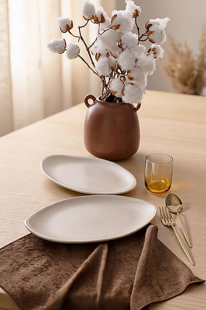 Mat Krem Bloom Kay�k Tabak 31 Cm 2 Adet 040