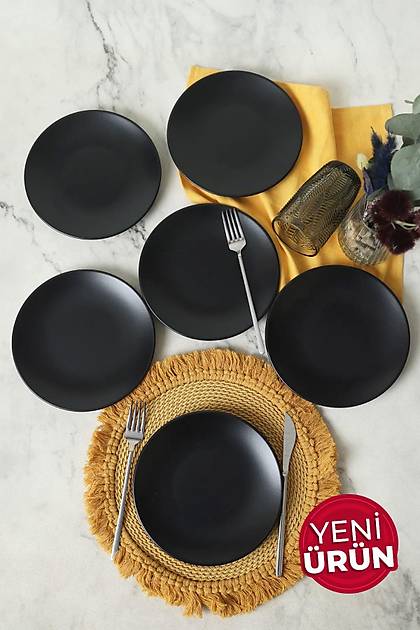 Mat Siyah Ege Pasta Taba 20 Cm 6 Adet 956