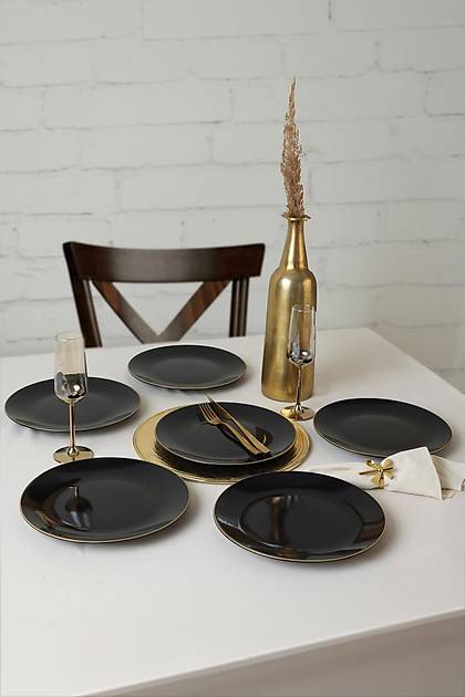 Siyah Gold Ege Servis Taba 26 Cm 6 Adet