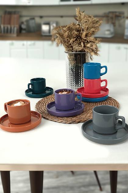 Mixed Stackable ay Fincan Takm 12 Para 6 Kiilik - 406/620