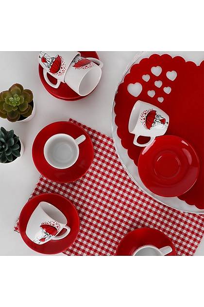 Red Love Kahve Takm 12 Para 6 Kiilik