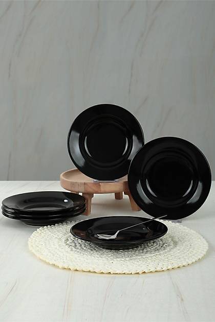 Siyah Linda Yemek Taba 21 cm 6 Adet