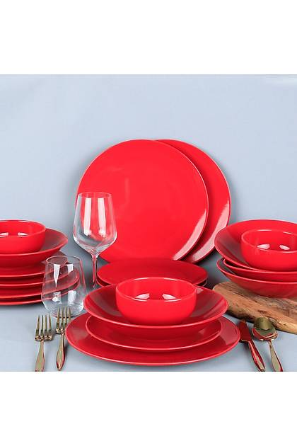 Gama Krmz Yemek Takm 24 Para 6 Kiilik