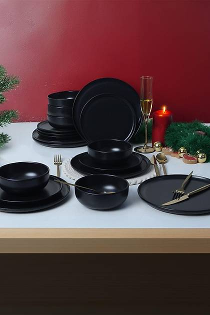 Nordic Mat Siyah Yemek Takm 18 Para 6 Kiilik 956