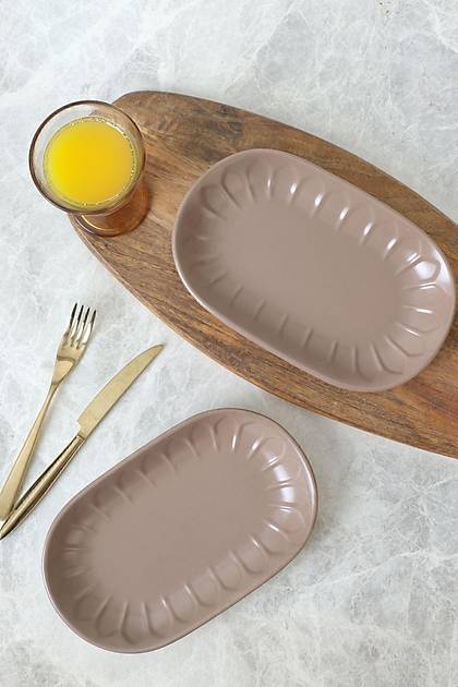 Mat Toprak Taupe Badem Kayk Tabak 22 Cm 2 Adet 977