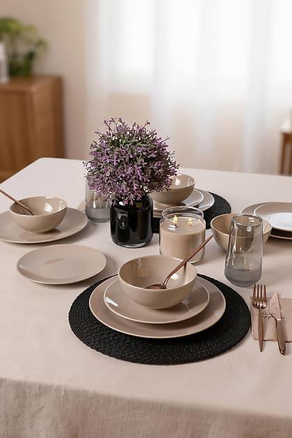 Taupe Kera Yemek Tak�m� 12 Par�a 4 Ki�ilik 594