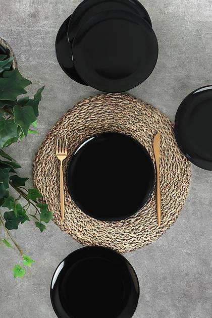 Siyah Delta Pasta Taba 21 Cm 6 Adet