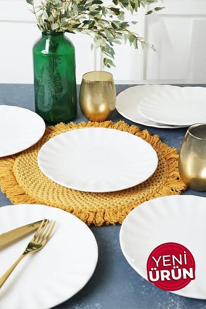 Beyaz Sirius Pasta Taba 22 Cm 6 Adet 004