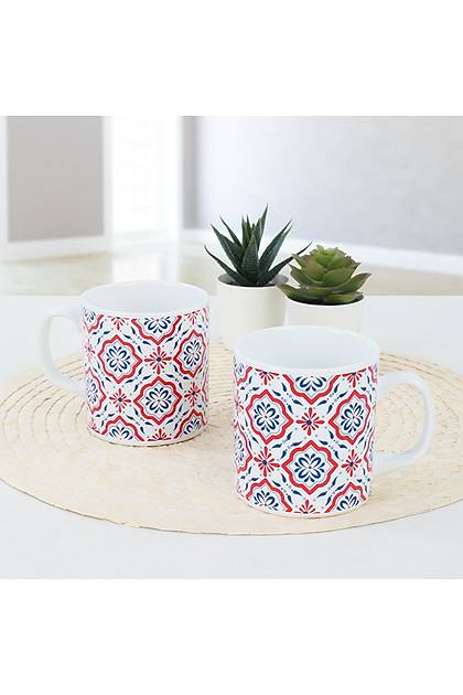 Red Fancy Pattern Kupa 9 Cm 2 Adet