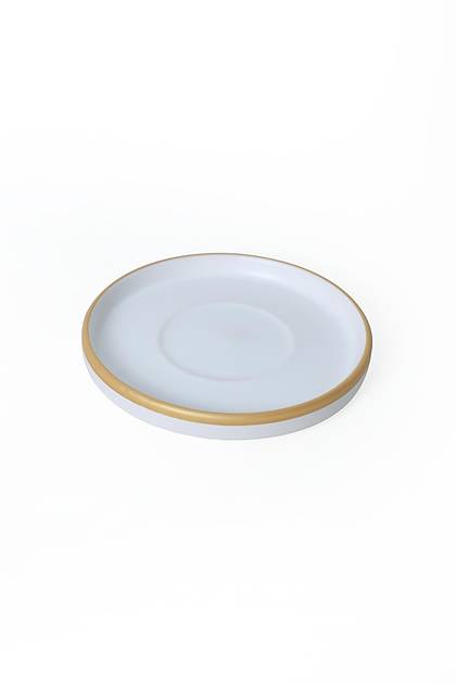 Mat Beyaz Gold Fileli Stackable �ay Tak�m� 8 Par�a 4 Ki�ilik