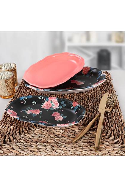 Siyah Gl Kayk Tabak 19-22-25 Cm 3 Adet - 18229