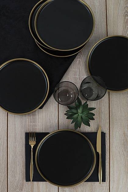 Nordic Gold Mat Siyah Pasta Taba 22 Cm 6 Adet