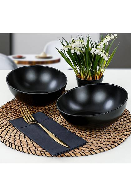 Mat Siyah Inclined Salata Kasesi 18 Cm 2 Adet