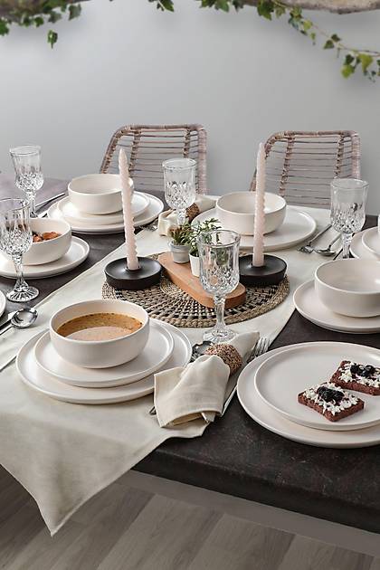Nordic Mat Beyaz Yemek Takm 18 Para 6 Kiilik 022