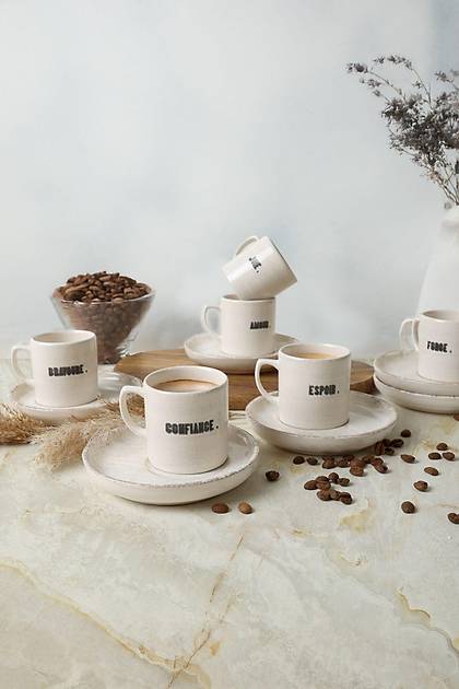 Deep Collection Mottolu Nordic Kahve Takm 12 Para 6 Kiilik 22650-55