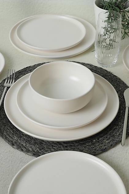 Mat Beyaz Nordic Yemek Tak�m� 6 Par�a 2 Ki�ilik 022