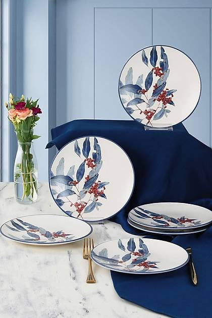 Keraart Blue Flowers Pasta Taba 20 Cm 6 Adet - 19768