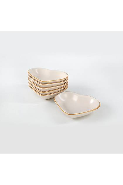 Mat Krem Gold Kalp erezlik 14 Cm 6 Adet