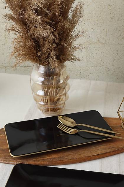 Siyah Gold Siera Kayk Tabak 33*17 Cm 2 Adet