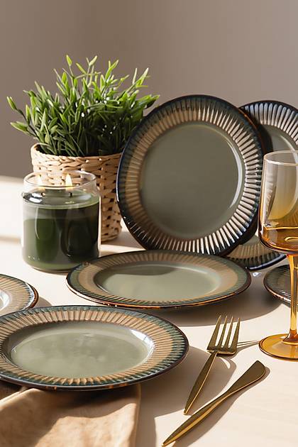 Reaktif Ye�il Line Pasta Taba�� 21 Cm 6 Adet Q84