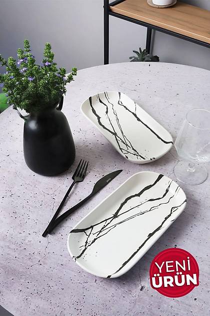 Beyaz Mermer Noyan Kayk Tabak 28 Cm 2 Adet 17951