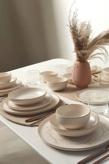 Taupe Bloom Nordc Yemek Takm 24 Para 6 Kiilik 22519-20-28-29