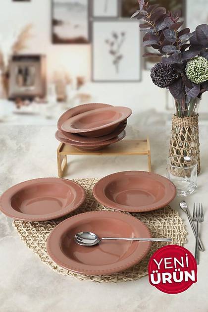Kahverengi Bella Yemek Taba 21 Cm 6 Adet 605