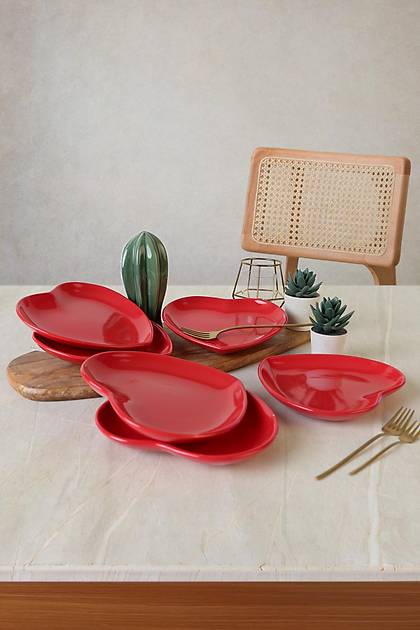 K�rm�z� Kalp Pasta Taba�� 20 Cm 6 Adet 506