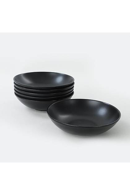 Mat Siyah Alfa Yemek Taba 22 Cm 6 Adet