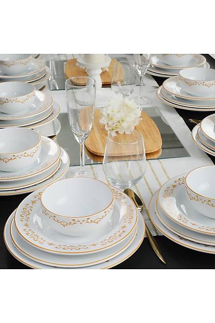 Riva Beyaz Gold Yemek Takm 48 Para 12 Kiilik