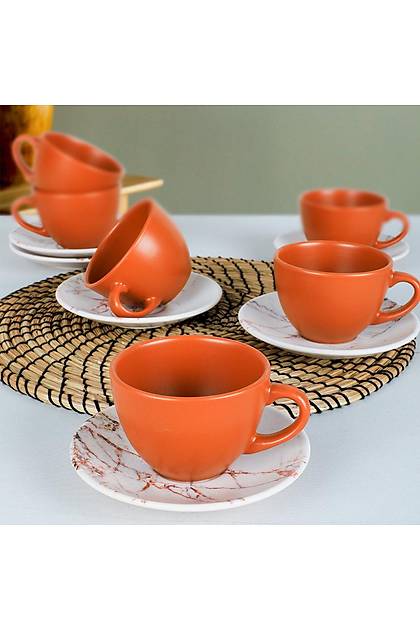 Mermer ay Fincan Takm 12 Para 6 Kiilik - 17802
