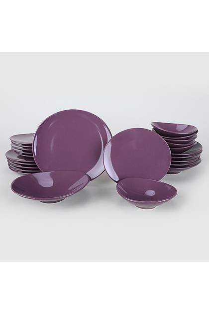 Oval Mor Yemek Takm 24 Para 6 Kiilik