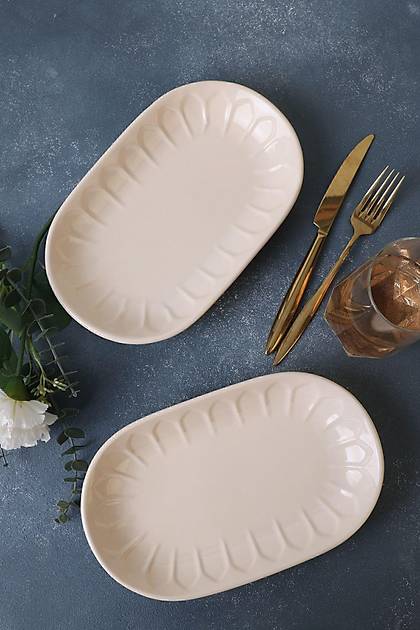 Krem Badem Kayk Tabak 25 Cm 2 Adet 030