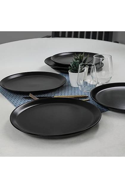 Mat Siyah Hitit Servis Taba 25 Cm 6 Adet