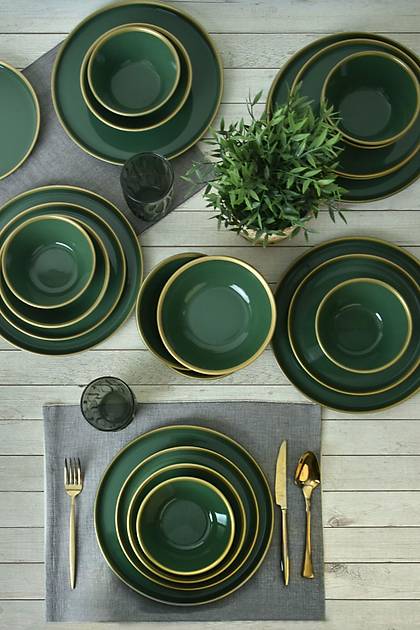 Green Gold Fileli Nordic Yemek Takm 24 Para 6 Kiilik