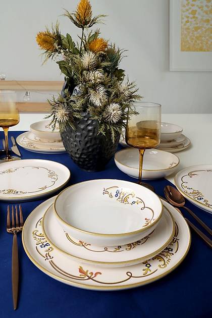 Bronze Bloom Yemek Takm 18 Para 6 Kiilik 22926-27-29