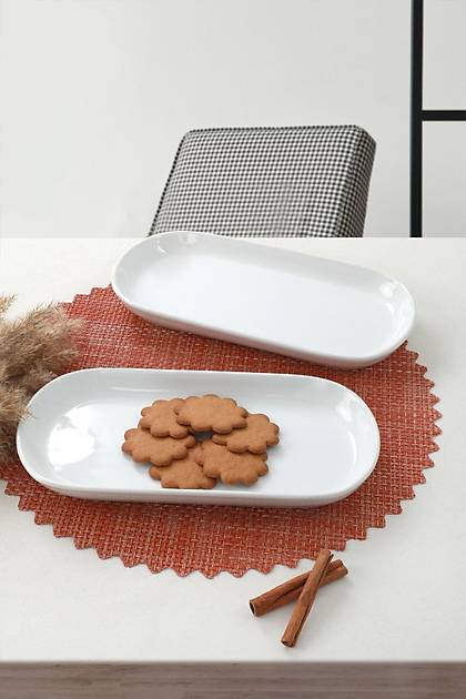 Beyaz Noyan Kayk Tabak 2 Adet 28 Cm