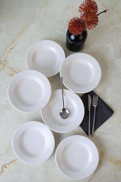 Beyaz Linda Yemek Taba�� 21 Cm 6 Adet 006