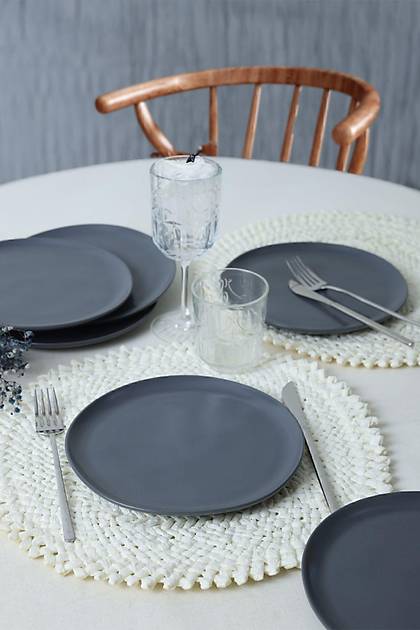 Mat Gri Sardes Pasta Taba 22 Cm 6 Adet 959