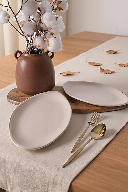 Mat Krem Bloom Kay�k Tabak 31 Cm 2 Adet 040