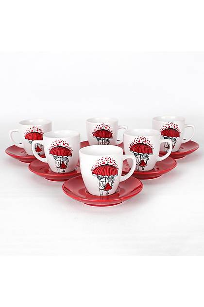 Red Love Kahve Takm 12 Para 6 Kiilik