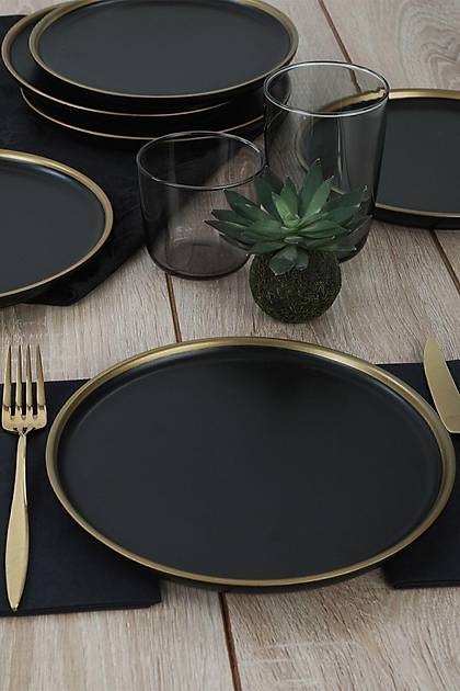 Nordic Gold Mat Siyah Pasta Taba 22 Cm 6 Adet