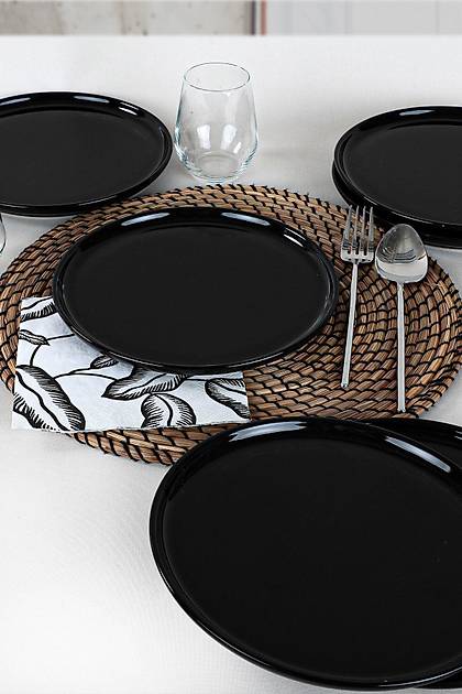 Siyah Nordic Pasta Taba 22 Cm 6 Adet