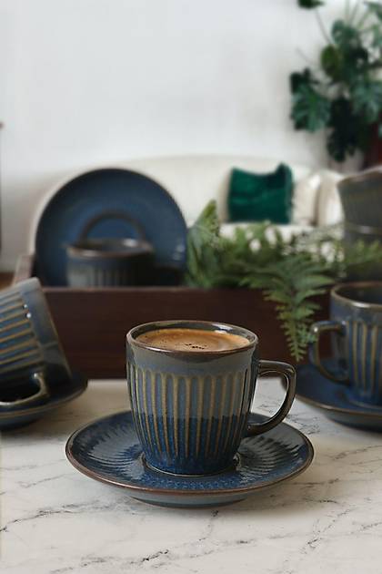 Shabby Kahve Takm 12 Para 6 Kiilik Q15