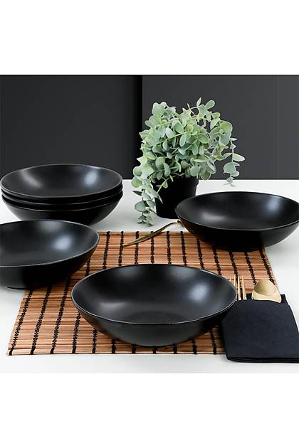 Mat Siyah Alfa Yemek Taba 22 Cm 6 Adet